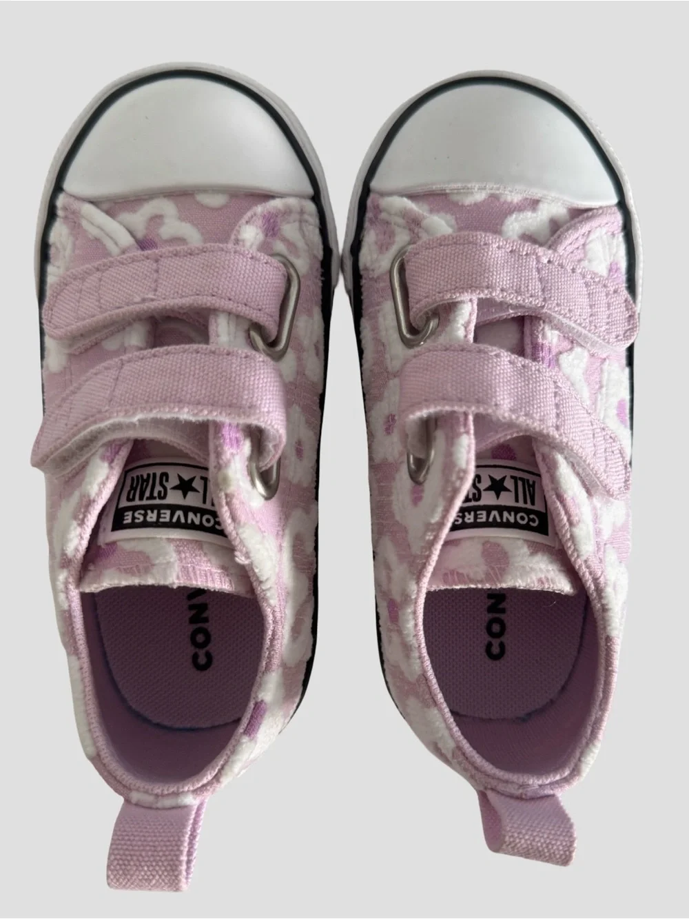 Converse Kids Lilac and White Floral Canvas Sneakers